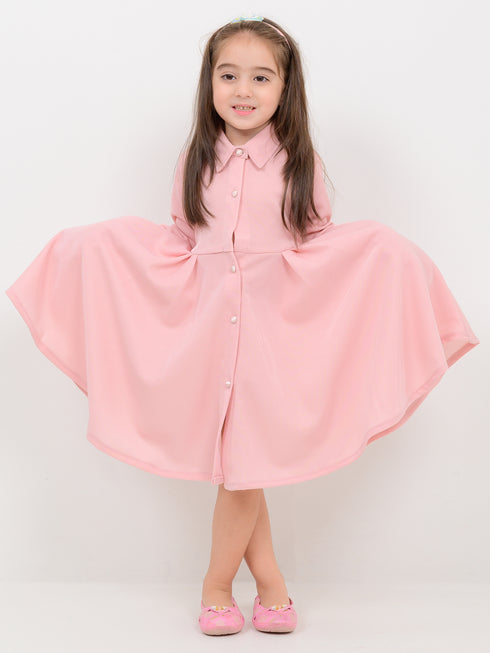 Imported Velour Princess Frock (Baby Pink)