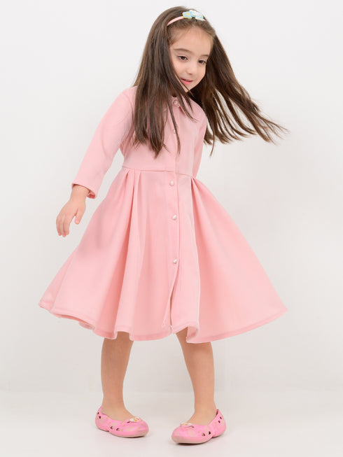 Imported Velour Princess Frock (Baby Pink)