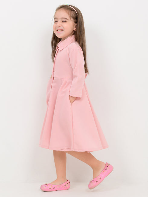 Imported Velour Princess Frock (Baby Pink)
