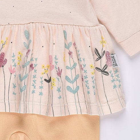 Flowers Printed Sleepsuit (Yellow-Cream)