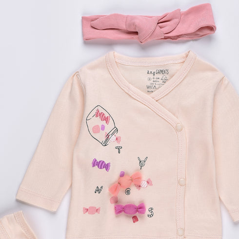 4-Pack Candy Wrapover Sleepsuit (Cream-Pink)