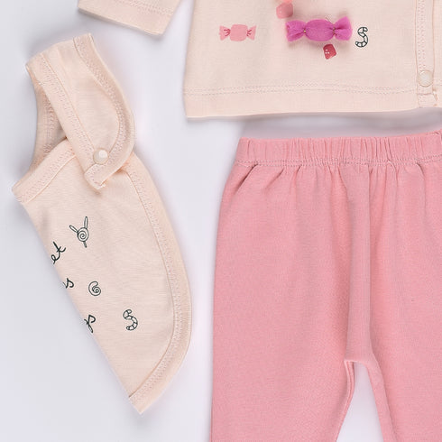 Flowers Printed Sleepsuit (Pink-Cream)