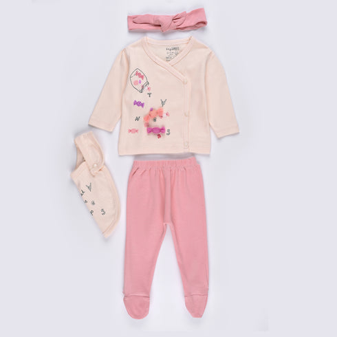 4-Pack Candy Wrapover Sleepsuit (Cream-Pink)