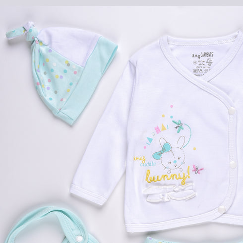 Cuddle Leunny Wrapover Sleepsuit (Green-White)