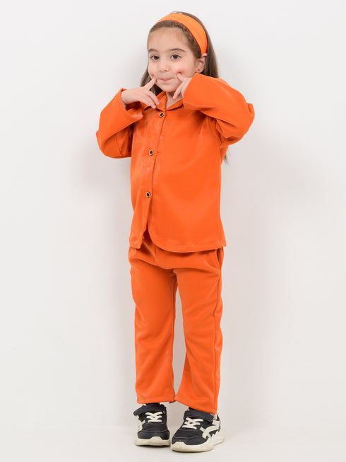 Imported Malai Velour 2 Piece Set (Bright Orange)
