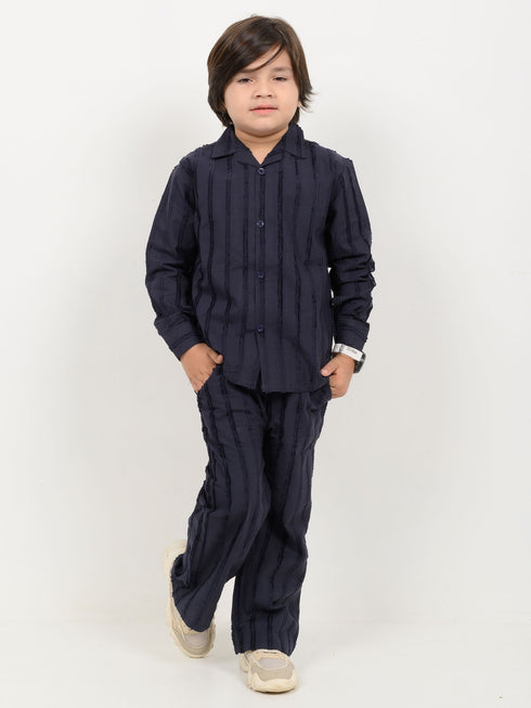 Textured Imported Cotton 2 Piece Set (Deep Navy)