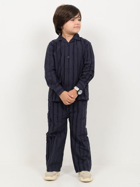 Textured Imported Cotton 2 Piece Set (Deep Navy)
