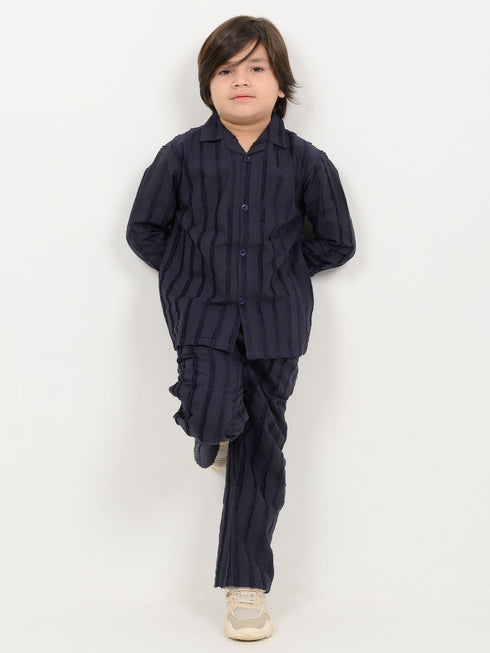 Textured Imported Cotton 2 Piece Set (Deep Navy)