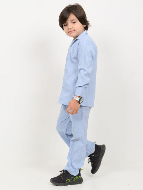 Imported Textured Wash & Wear 2 Piece Set (Sky Blue)