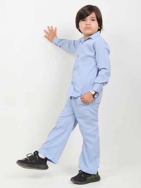 Imported Textured Wash & Wear 2 Piece Set (Sky Blue)