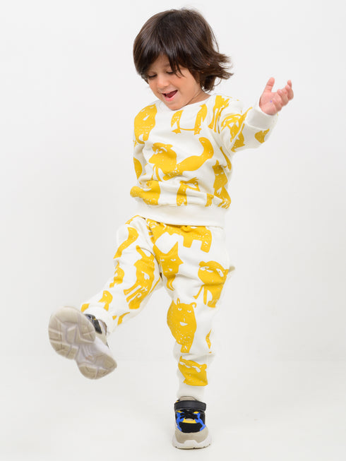 Sunny Safari Themed Fleece Suit (Cream/Mustard)