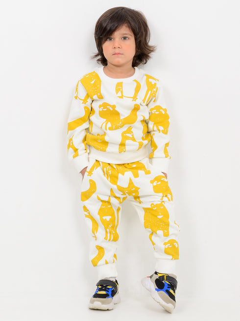 Sunny Safari Themed Fleece Suit (Cream/Mustard)