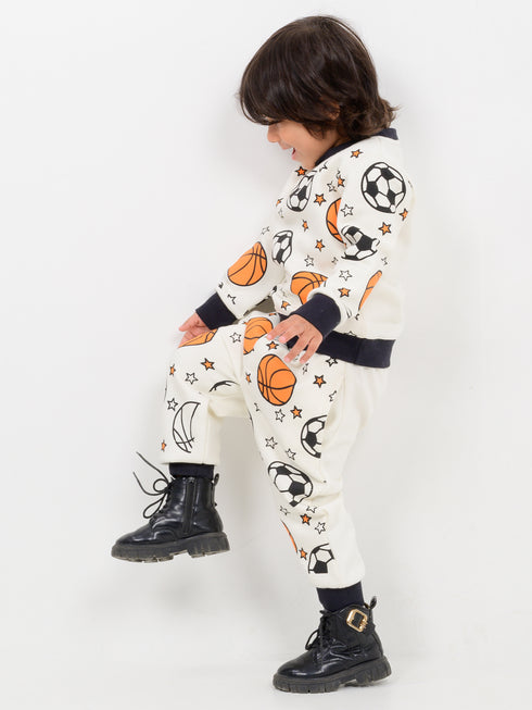 Game Day Themed Fleece Suit (Off-White)