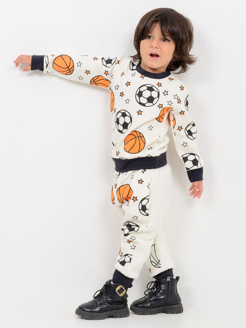 Game Day Themed Fleece Suit (Off-White)