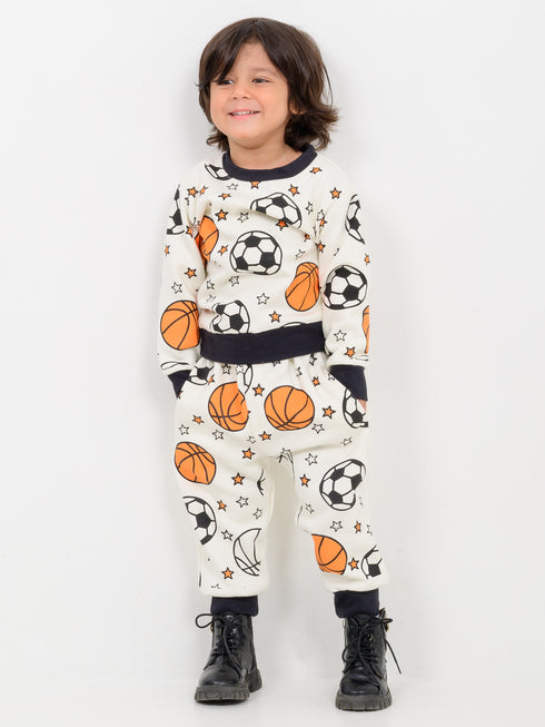 Game Day Themed Fleece Suit (Off-White)