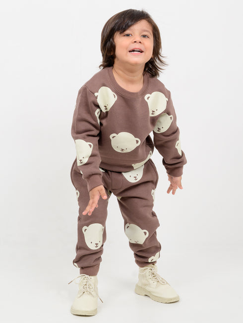 Tiny Bear Themed Fleece Suit (Bear Brown)