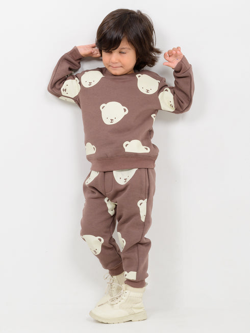 Tiny Bear Themed Fleece Suit (Bear Brown)
