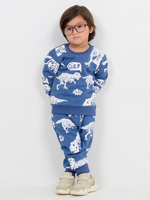 The Raptor Themed Fleece Suit (Denim Blue)