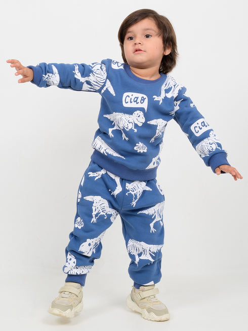 The Raptor Themed Fleece Suit (Denim Blue)