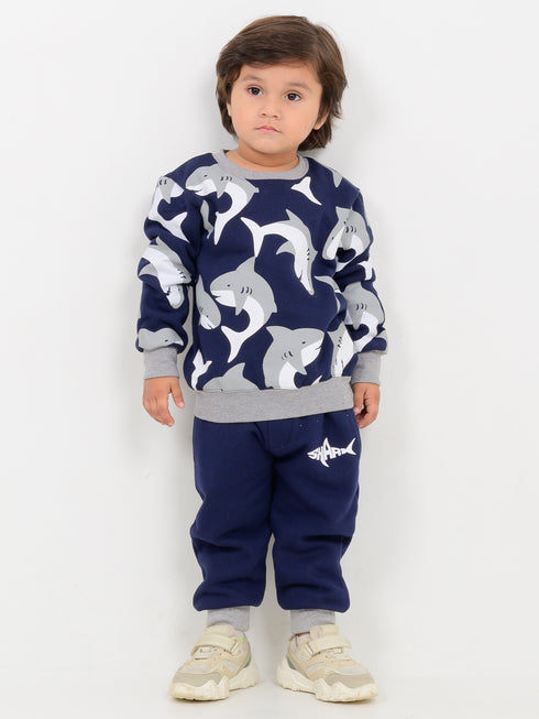 Shark Themed Fleece Suit (Navy Blue)