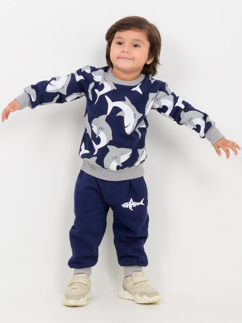 Shark Themed Fleece Suit (Navy Blue)