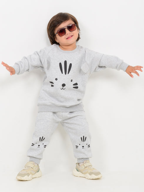 Tiny Tiger Themed Fleece Suit (Stone Grey)