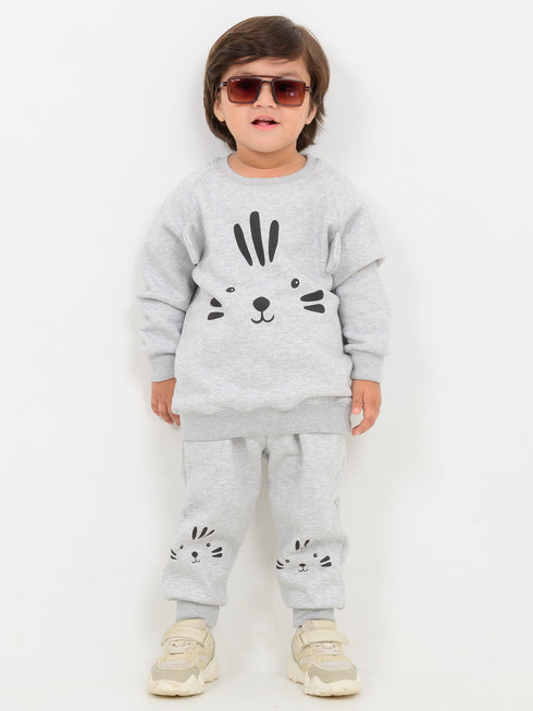 Tiny Tiger Themed Fleece Suit (Stone Grey)