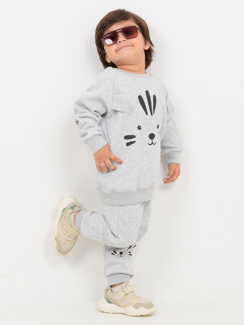 Tiny Tiger Themed Fleece Suit (Stone Grey)