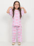 Frill Sleeves Ribbon Themed Cotton Trouser Set (Baby Pink)