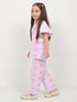 Frill Sleeves Ribbon Themed Cotton Trouser Set (Baby Pink)