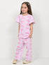Frill Sleeves Ribbon Themed Cotton Trouser Set (Baby Pink)