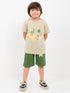Munchy Giraffe Cotton Short Set (Beige & Green)