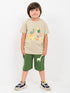 Munchy Giraffe Cotton Short Set (Beige & Green)