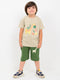 Munchy Giraffe Cotton Short Set (Beige & Green)