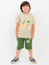 Munchy Giraffe Cotton Short Set (Beige & Green)