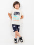 Wave Rider Cotton Short Set (Ivory & Deep Sea Navy)