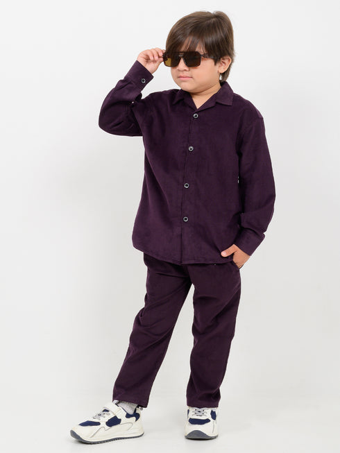 Imported Corduroy 2 Piece Set (Dark Purple)