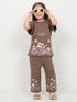 Frill Sleeves Rustic Bloom Cotton Trouser Set (Cocoa Brown)