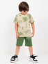 Tiny Safari Vibes Cotton Short Set (Beige & Olive Green)