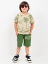 Tiny Safari Vibes Cotton Short Set (Beige & Olive Green)