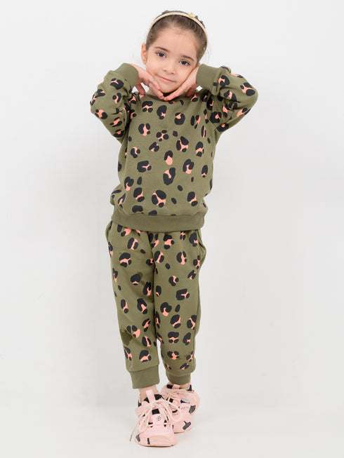 Camo Leopard Themed Fleece Suit (Green)