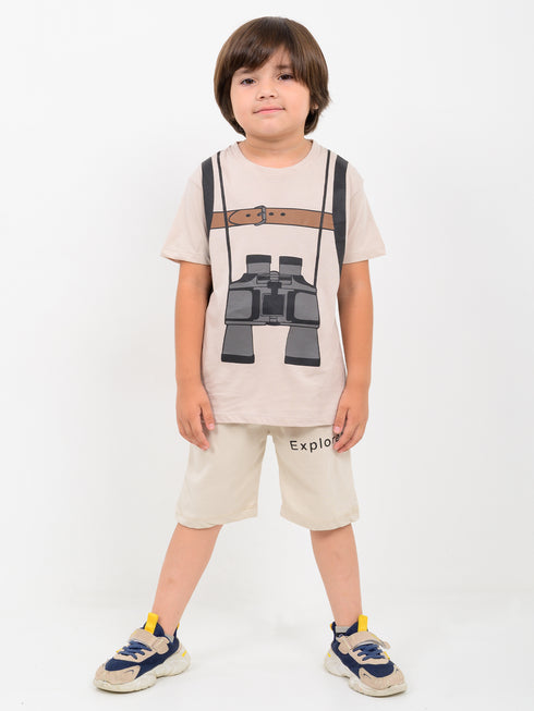 Explorer Vibes Cotton Short Set (Beige)