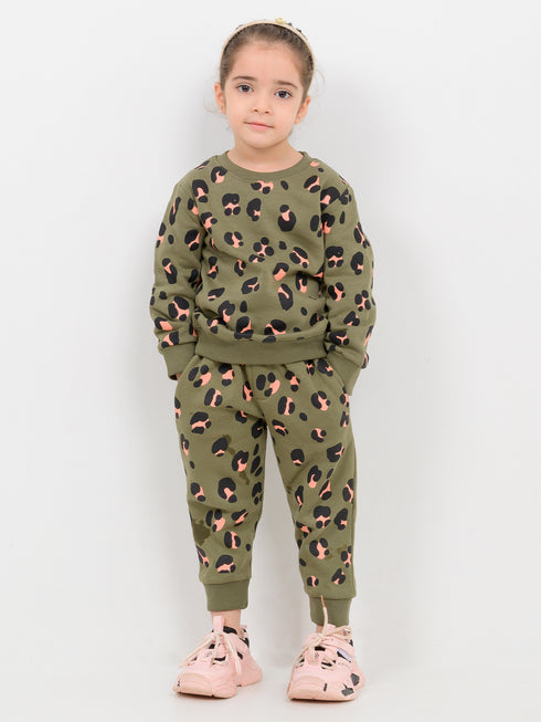 Camo Leopard Themed Fleece Suit (Green)