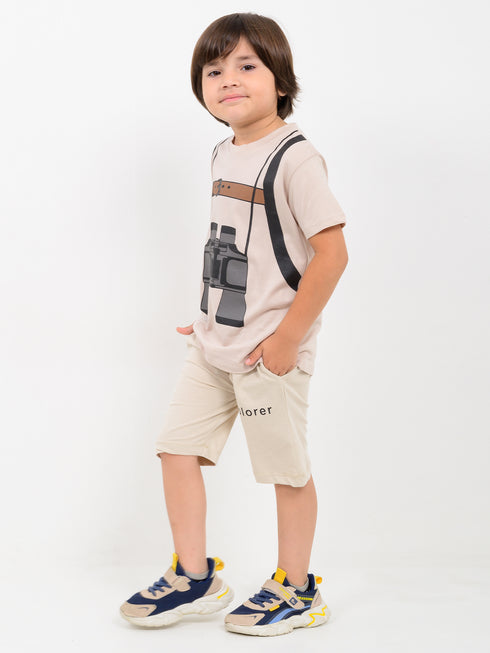 Explorer Vibes Cotton Short Set (Beige)