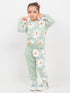 Floral Themed Fleece Suit (Sea Green)