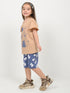 Frill Sleeves Polka Dot Princess Cotton Short Set (Beige & Muted Blue)