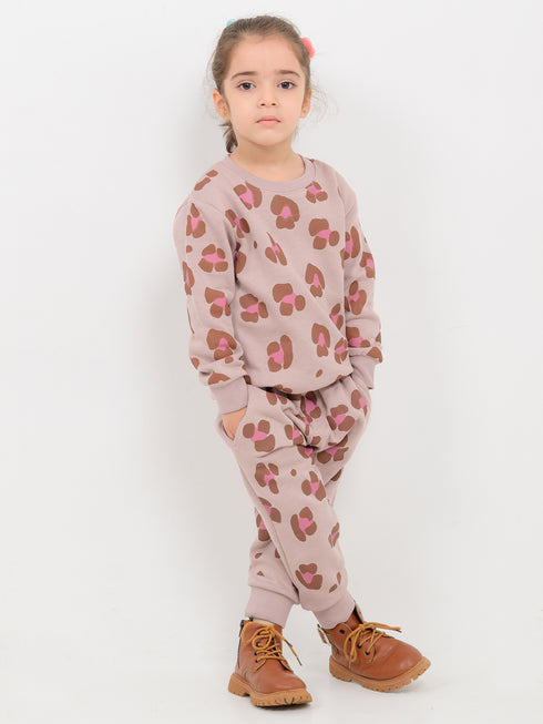 Leopard Chic Themed Fleece Suit (Mauve)