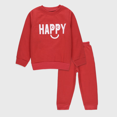 Happy Fleece Tracksuit (Red)
