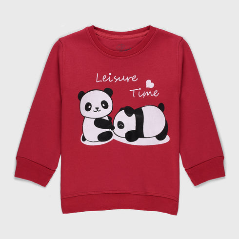 Lazy Panda Fleece Sweatshirt (Red)