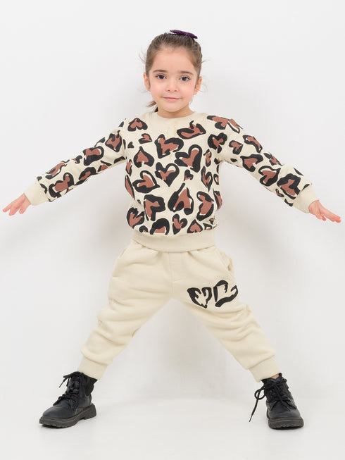 Leopard Love Themed Fleece Suit (Vanilla Roar)
